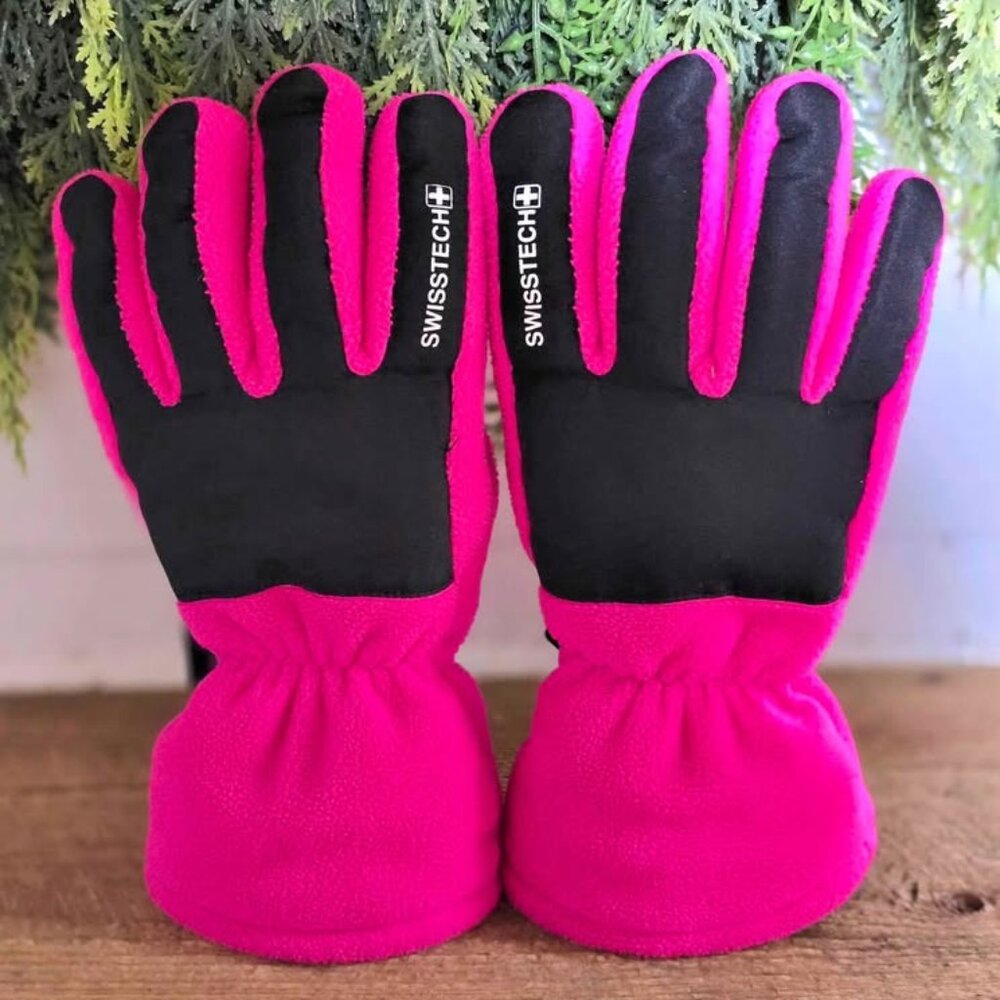 Size L/XL Girls Swiss Tech Thinsulate Pink & Black Gloves